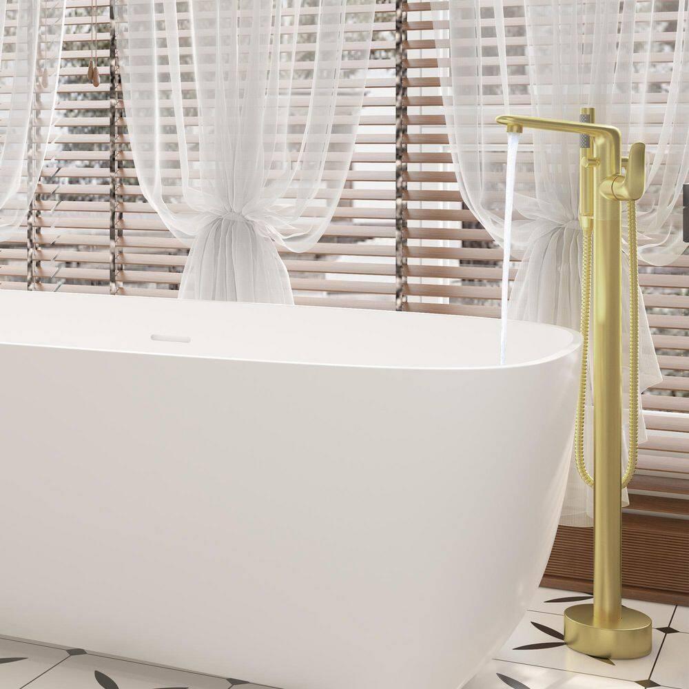 CASAINC KCLT0054-BN Single Handle Freestanding Bathtub Faucet with Diverter and Handshower
