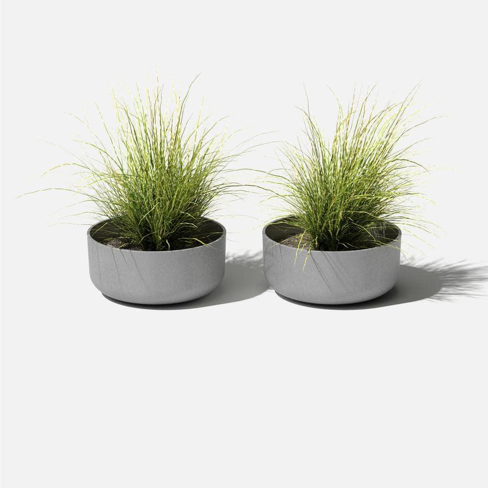 Veradek Mason Series Kona Bowl 14" Plastic-Stone Planter 2-Pack Gray