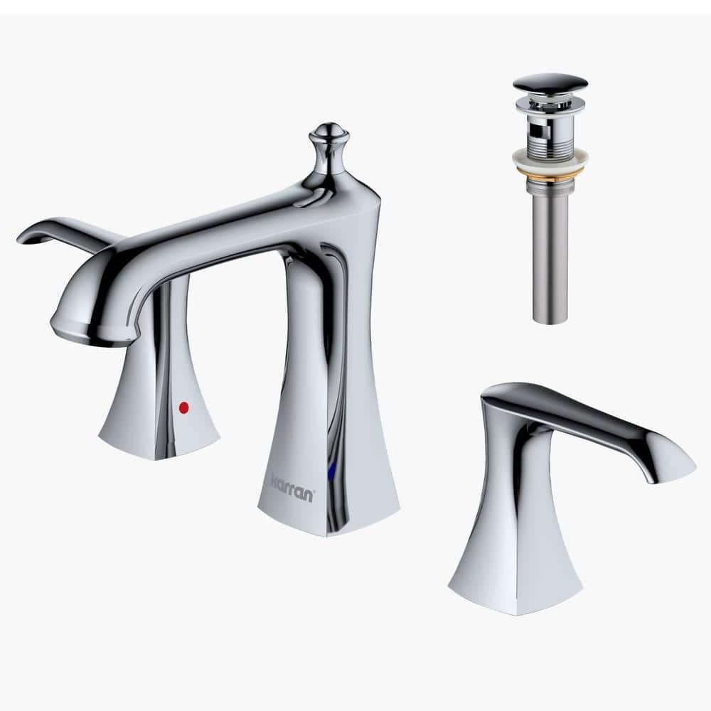 Karran Woodburn 8 In. Widespread 2-Handle Bathroom Faucet With Matching Pop-up Drain