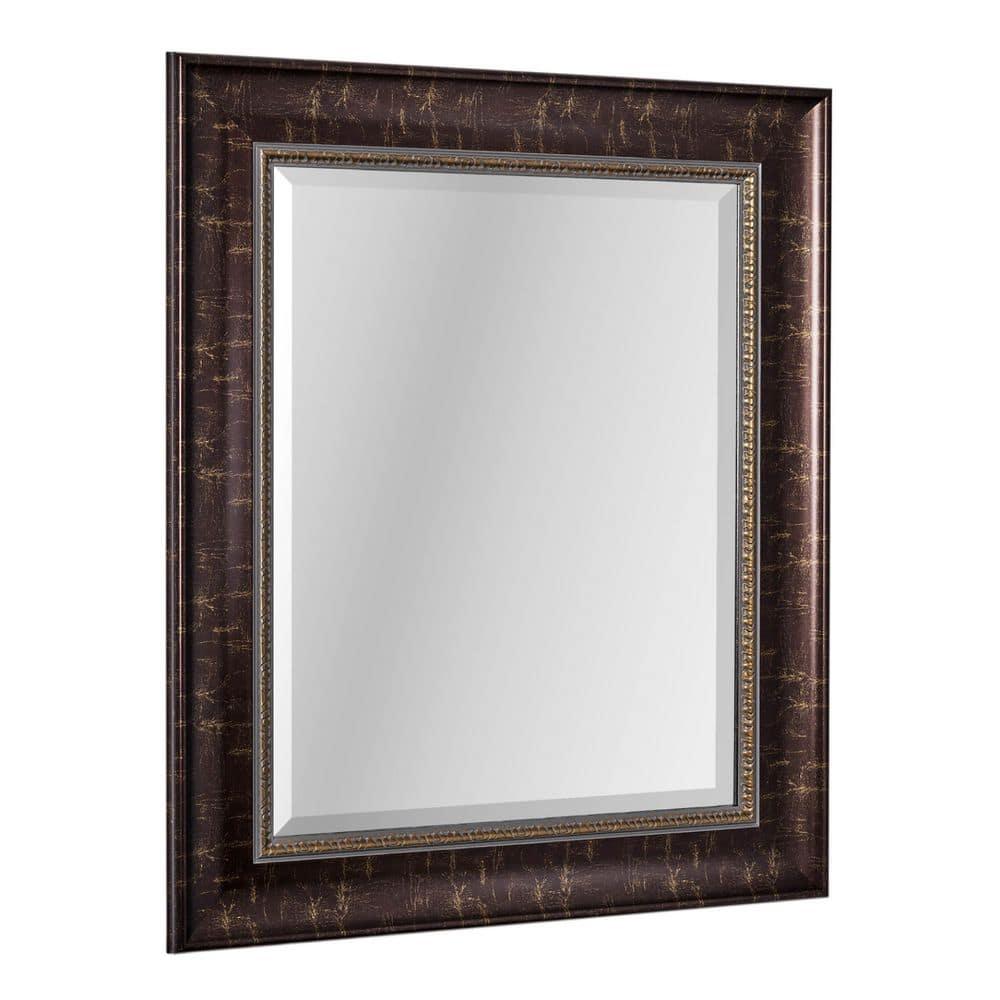 Head West Bronze Distressed Embossed Rectangular Framed Beveled Accent Wall Vanity Mirror - 30.5 x 36.5