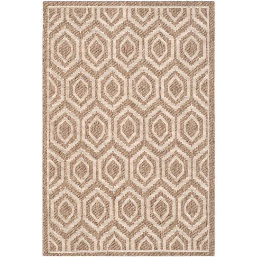 Courtyard CY6902 Power Loomed Indoor and Outdoor Area Rug - Brown/Bone - 4'x5'7" - Safavieh