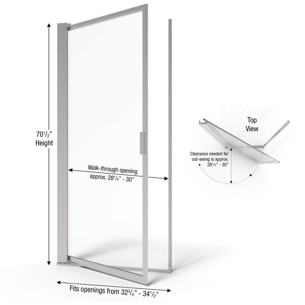 Sopora 32.75" W x 70.5" H Pivot Framed Shower Door