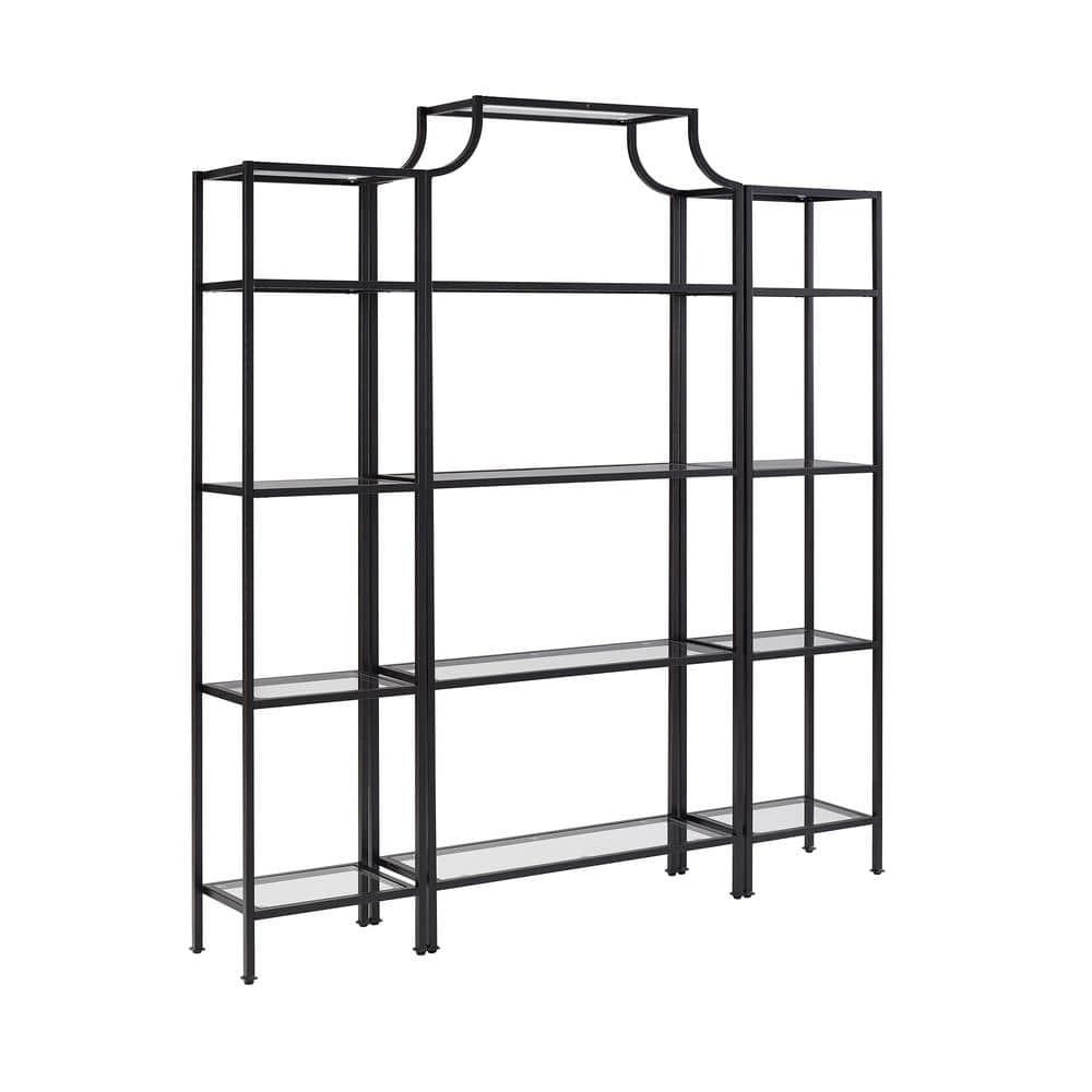 80.5" 3pc Aimee Narrow Etagere Set Oil Rubbed Bronze - Crosley: Tempered Glass Display, Steel Frame, Fixed Shelves
