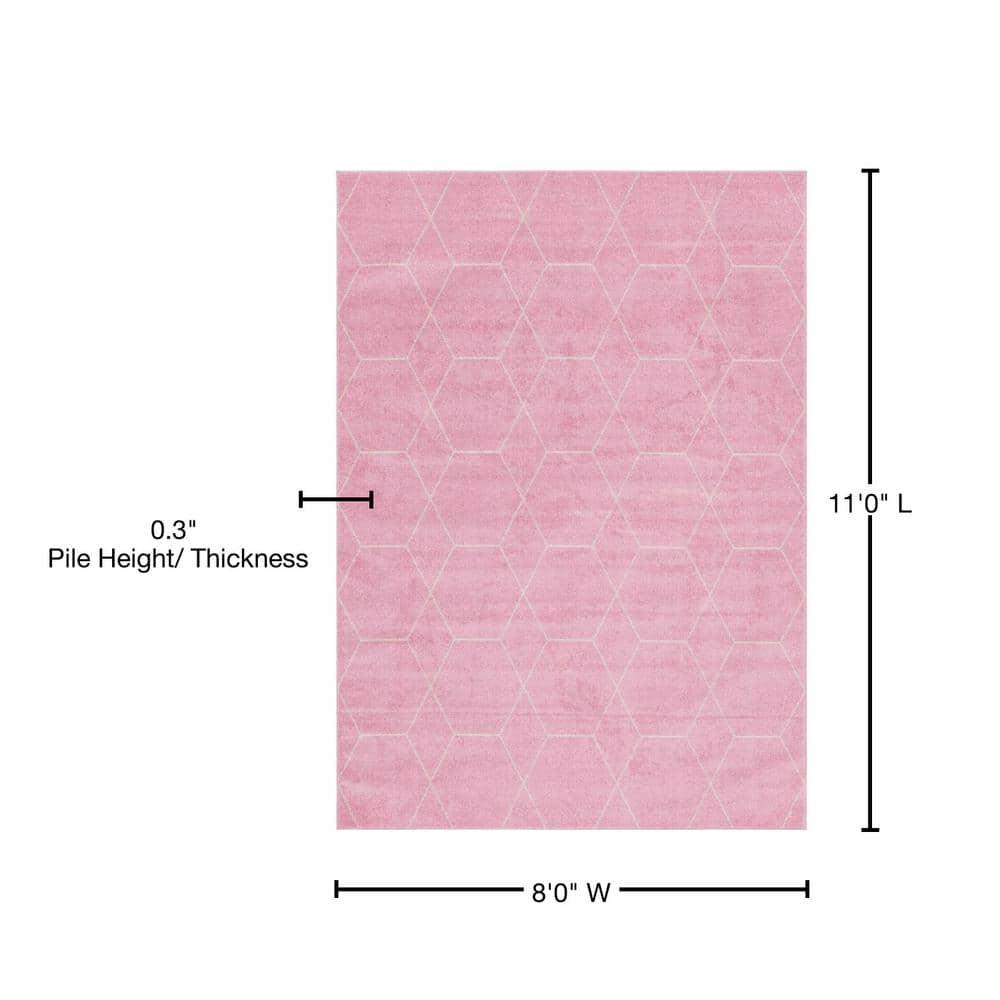 Unique Loom 8' 0 x 11' 0 Trellis Frieze Geometric Light Pink Area Rug