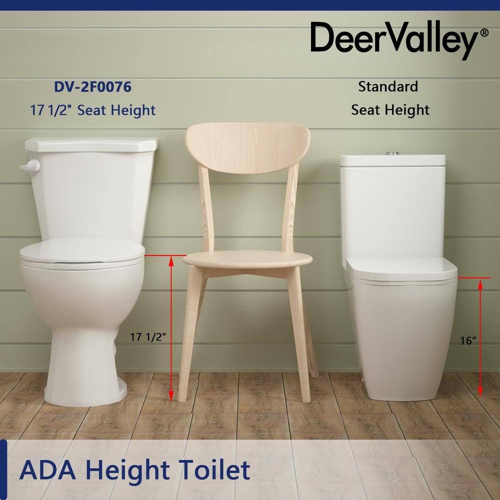 DeerValley Dynasty Elongated Toilet Two-Piece Toilets, ADA Height 17.5" Comfort Chair Height Toilet Bowl With Soft Close Seat