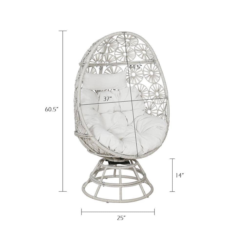 Ulax Furniture Wicker Egg Chair Indoor Outdoor Swivel Lounge Egg Chair with Cushions for Patio, Backyard, Living Room