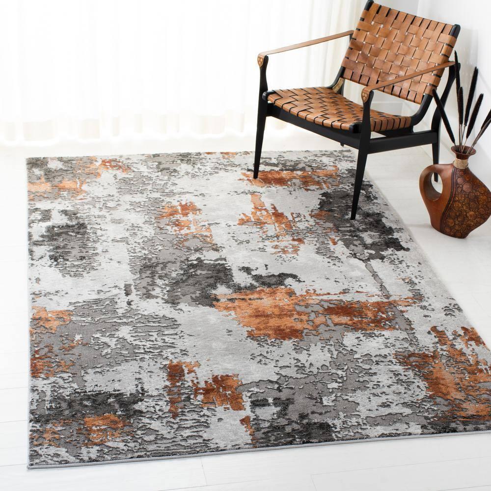 Steelside™ Ettinger Abstract Gray/Orange Area Rug