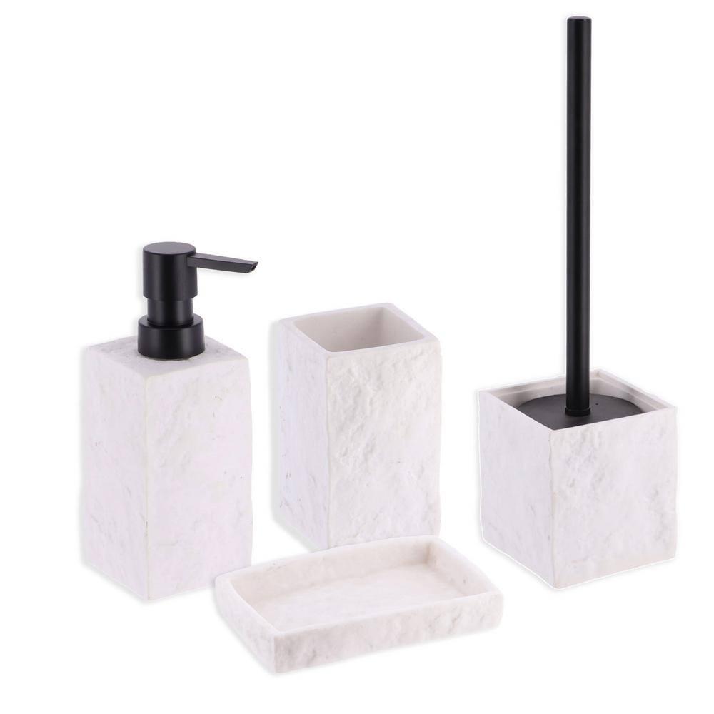 Evideco Square Resin Stone Effect Bath Tumbler Cup Toothbrush Holder