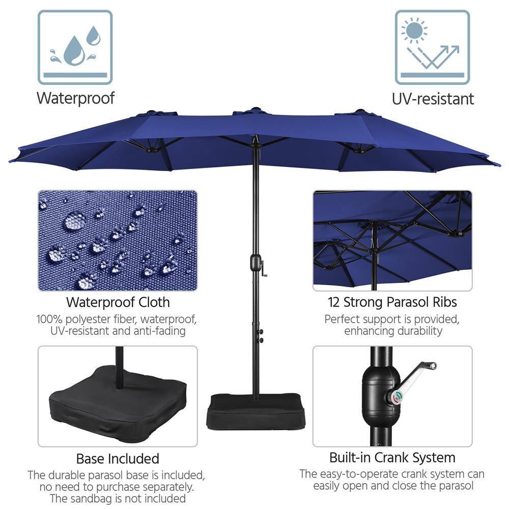 Yaheetech 13 ft Outdoor Patio Umbrella with Crank, Navy Blue