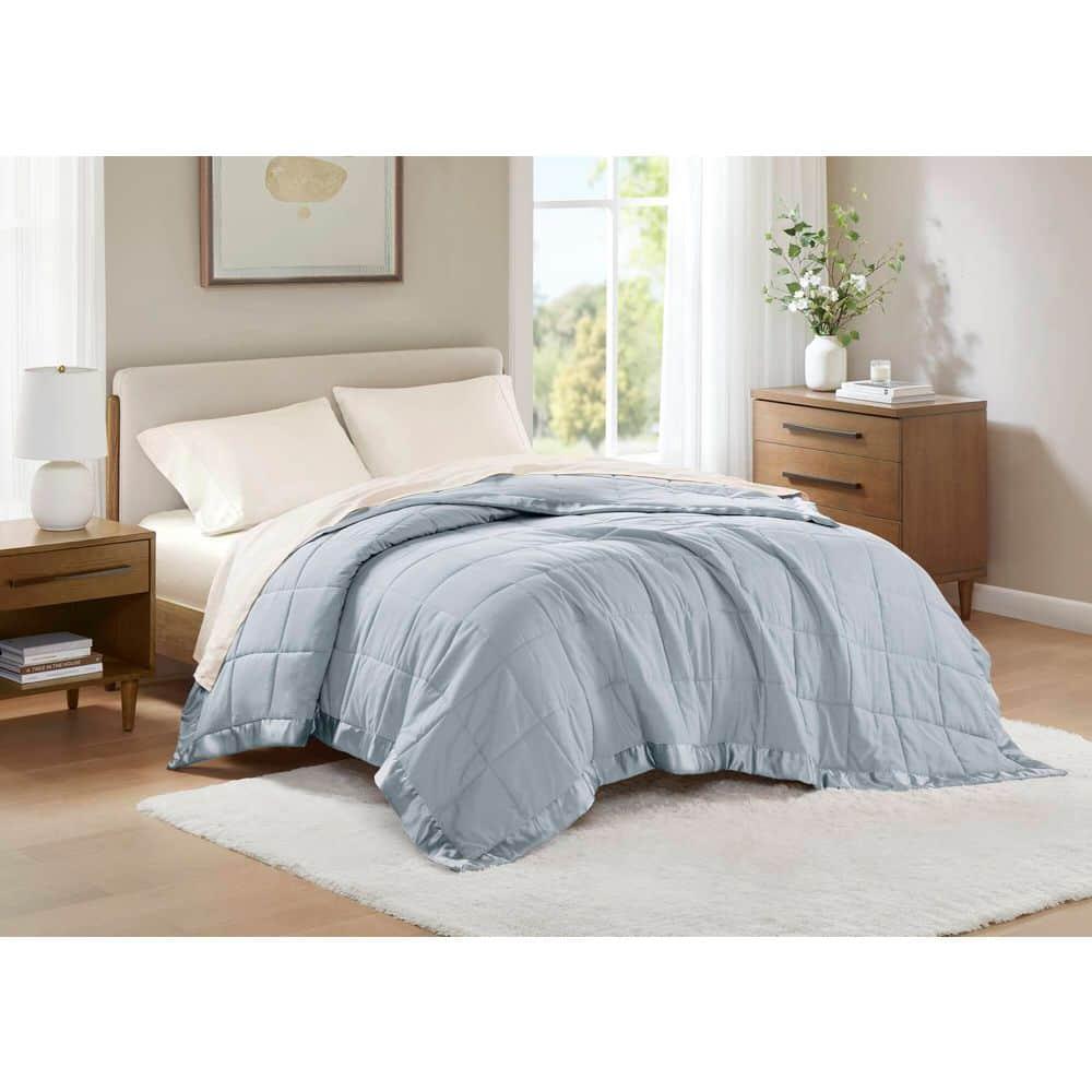 Lightweight Down Alternative Blanket with Satin Trim