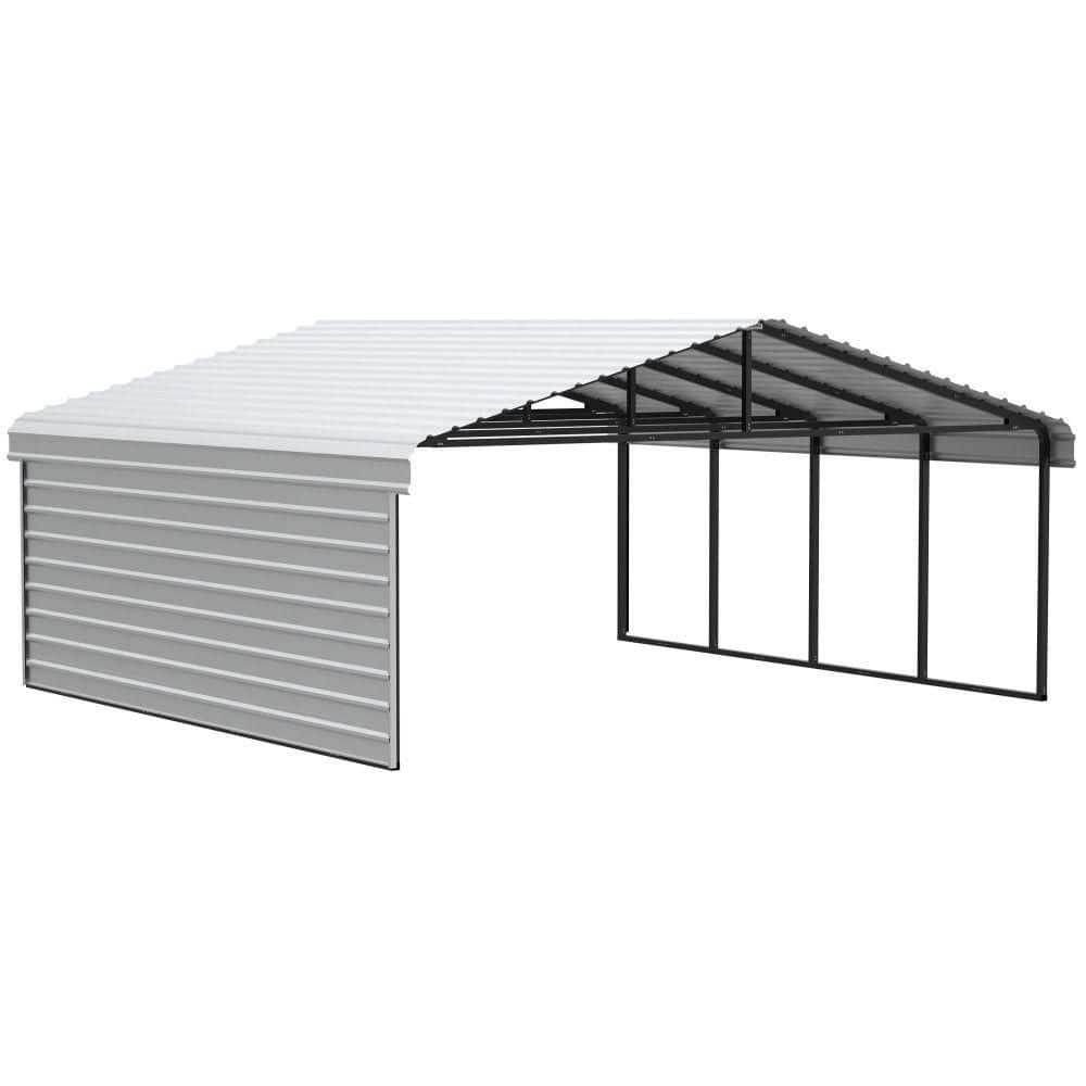 Arrow 20 x 20 ft Carport with 1-sided Enclosure