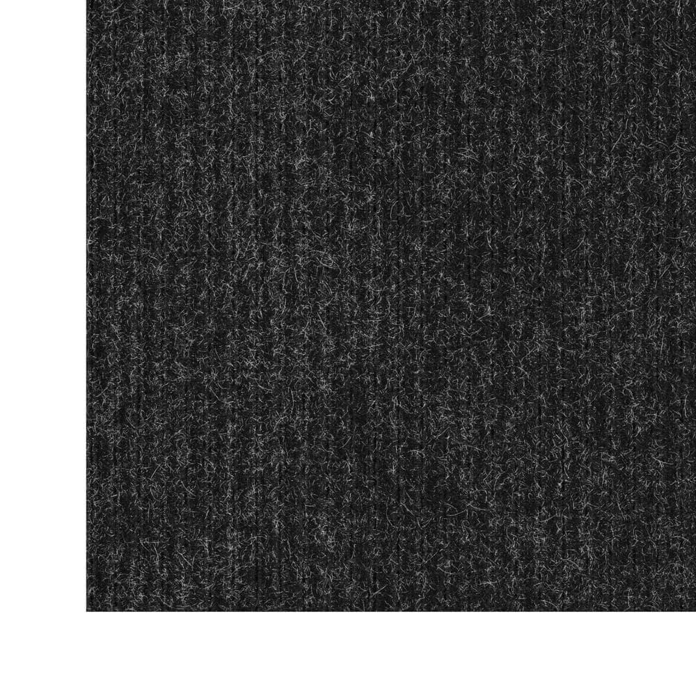 Sweet Home Stores Custom Size Waterproof Non-Slip Rubberback 3x25 Indoor/Outdoor Utility Runner Rug, 2'7" x 25', Black