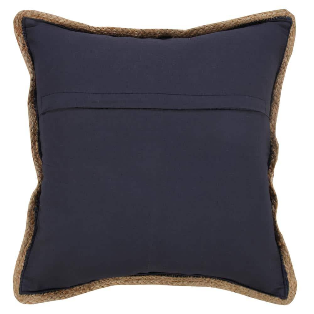 Ox Bay Ringo 20" x 20" Navy Blue/White Jute Bordered Striped Cotton Adult Decorative Throw Pillow