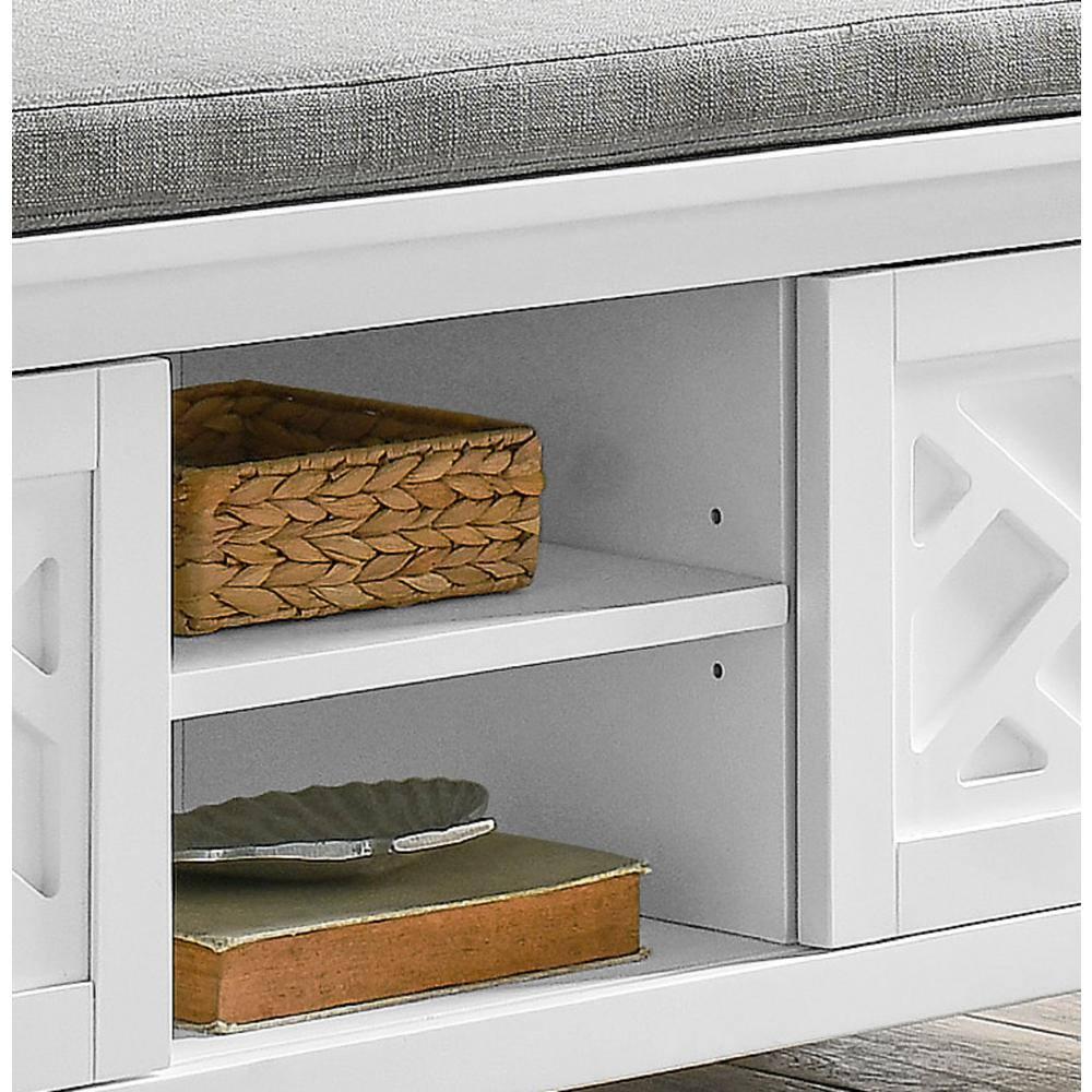 Alaterre Furniture Coventry 45 in. Pine Wood Storage Bench with Cushion, Entryway Organization & Decoration, 3 Adjustable/Removable Cubbies, Dove Gray and White