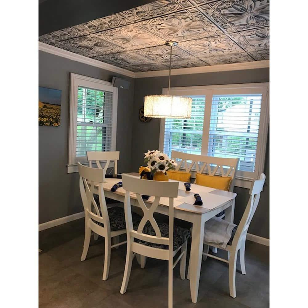 FromPlainToBeautifulInHours Milan 24'' L x 24'' W Textured PVC Drop-In & Glue Up Ceiling Tile Ceiling Tile (Set of 10)