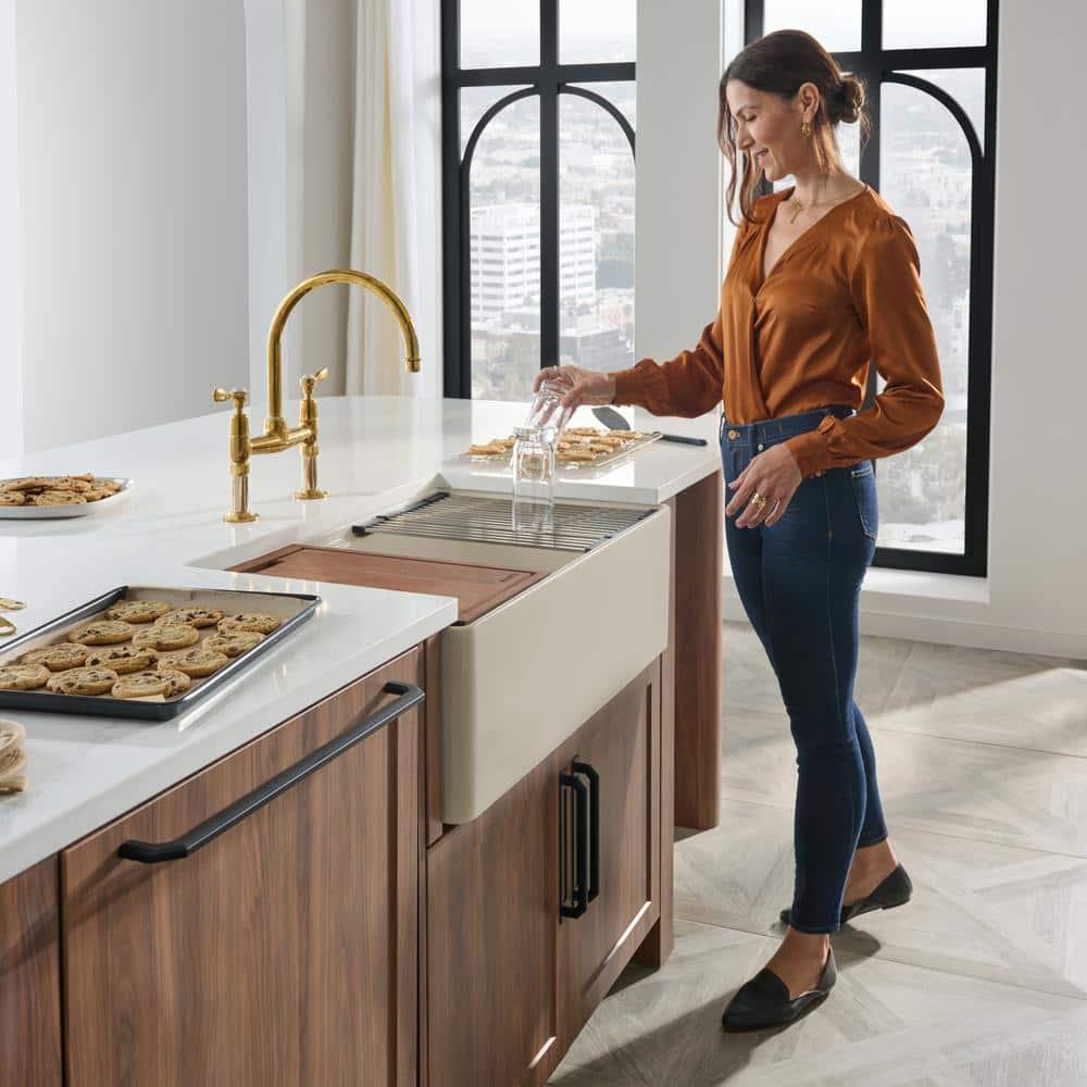 Ruvati 33 inch Fireclay Workstation Farmhouse Kitchen Sink Apron Front Single Bowl