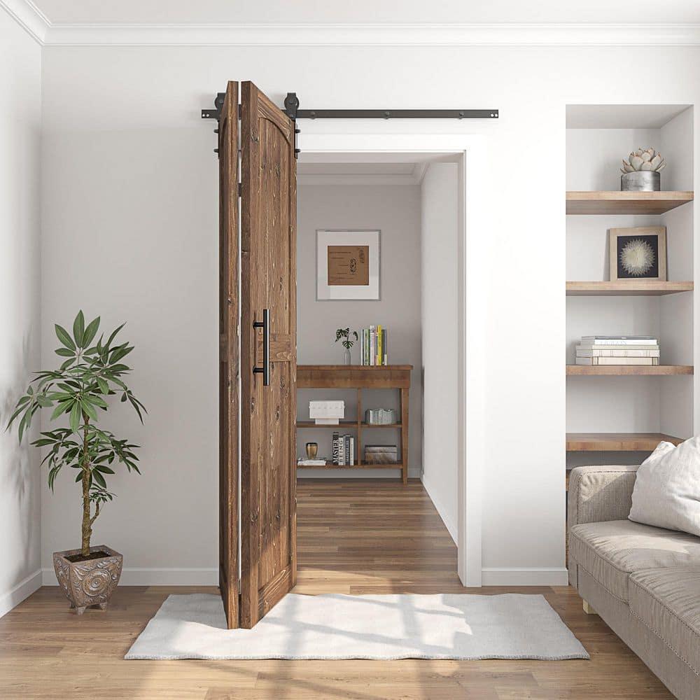 84'' Assembled Solid Wood Bi-Fold Barn Doors with Installation Hardware Kit