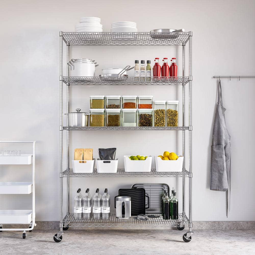 UltraDurable 24" D 5-Tier NSF-Certified Steel Shelving with Wheels