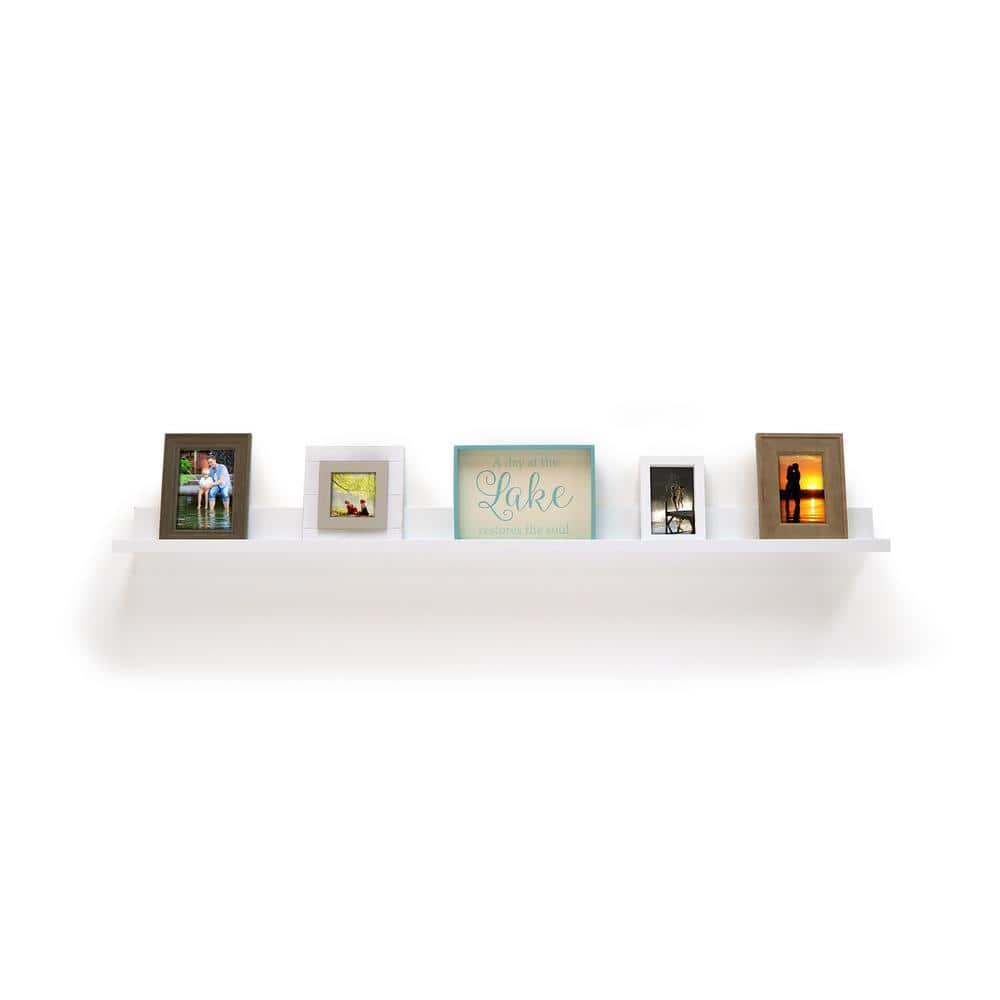 60" x 5" Picture Ledge Wall Shelf White - InPlace: Modern Floating Photo Display, MDF Composite, Includes Mounting Hardware