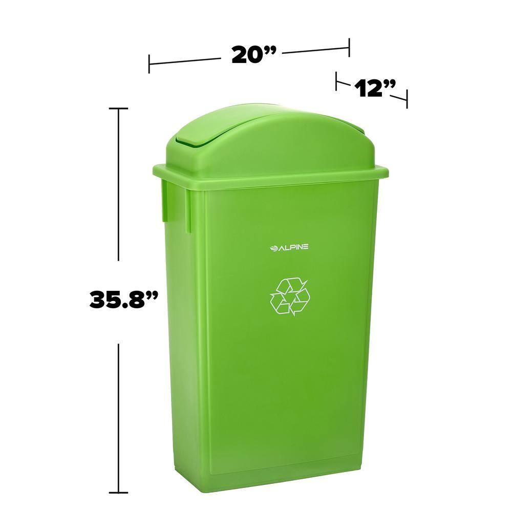 Alpine Industries Polypropylene Commercial Indoor Trash Can with Swing Lid 23-Gallon Lime Green