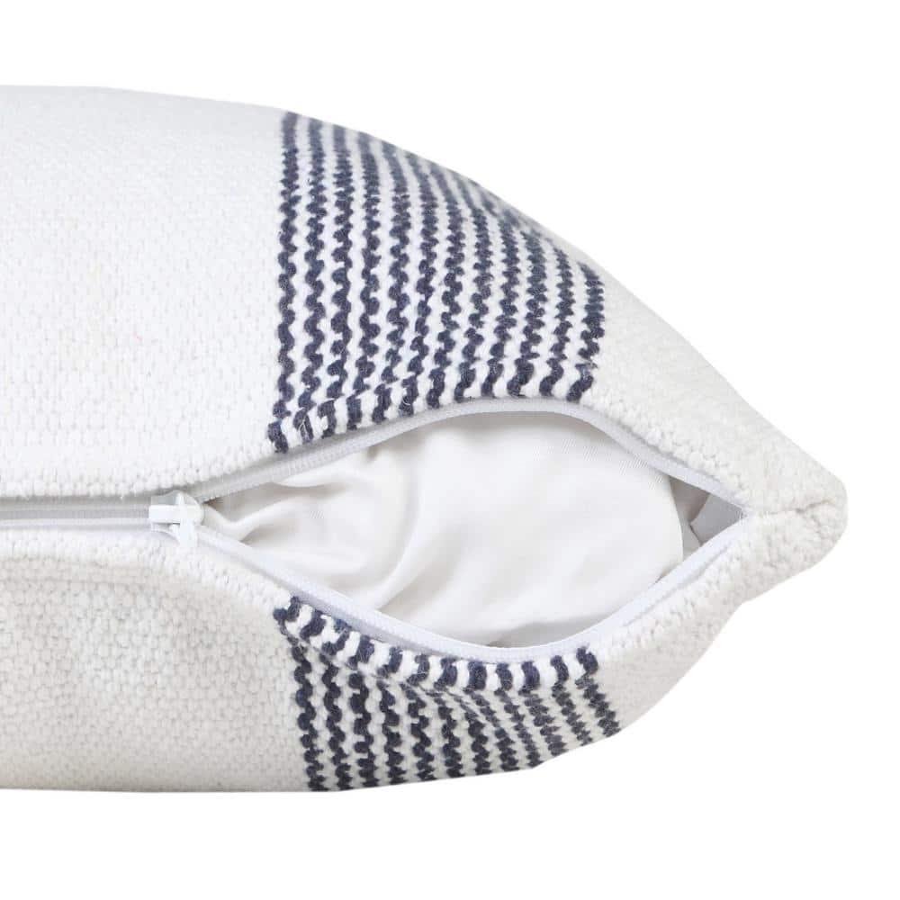 Balanced Pale Blue & White 20" Square Pinstripe Cotton Throw Pillow