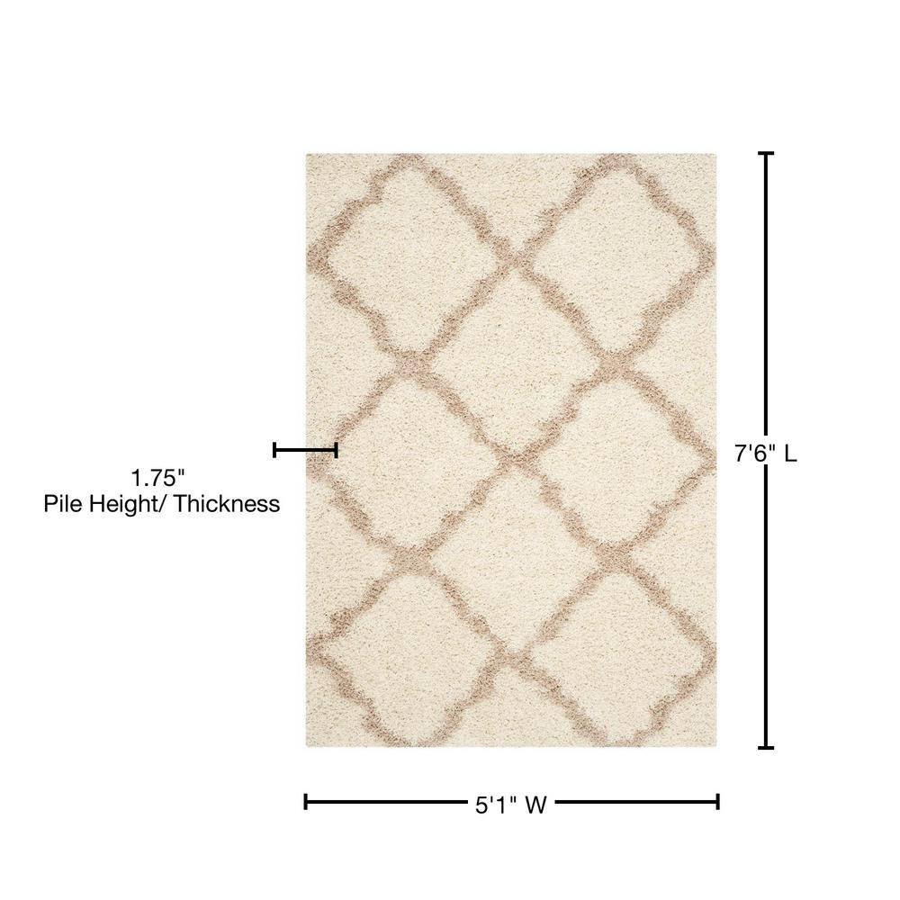 Dallas Shag SGD257 Power Loomed Indoor Area Rug - Ivory/Beige - 5'1"x7'6" - Safavieh.