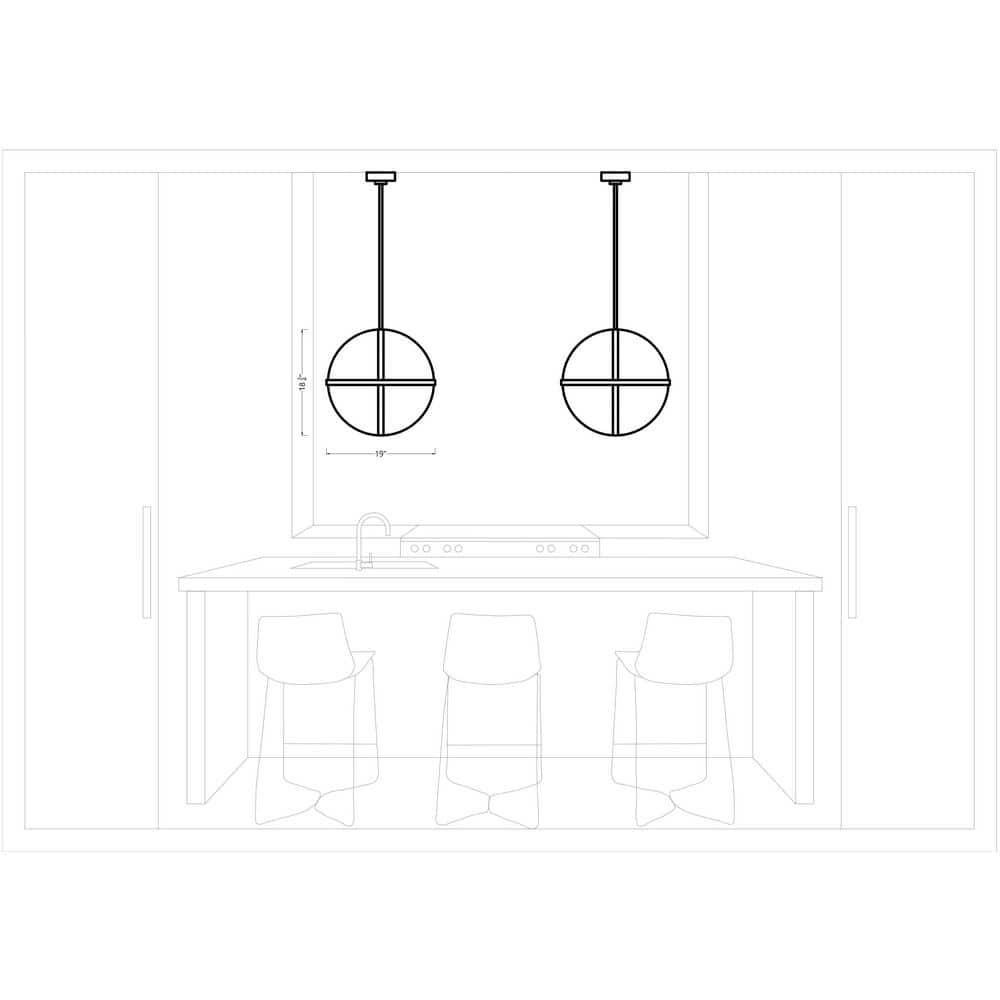 Generation Lighting Alturas 3 -Light Midnight Black Modern/contemporary Etched glass Globe Medium Hanging Pendant light