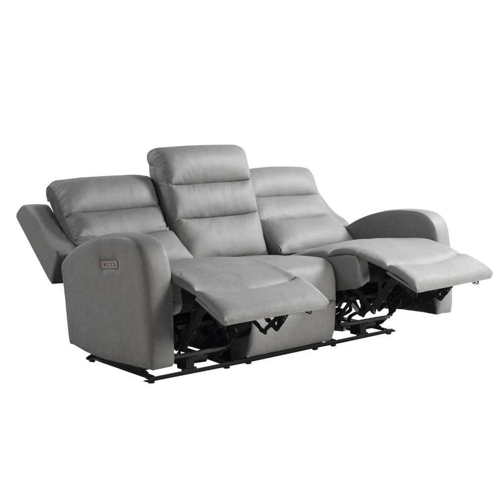 Relax-A-Lounger Alpine Power Recliner Sofa Gray Vegan Leather