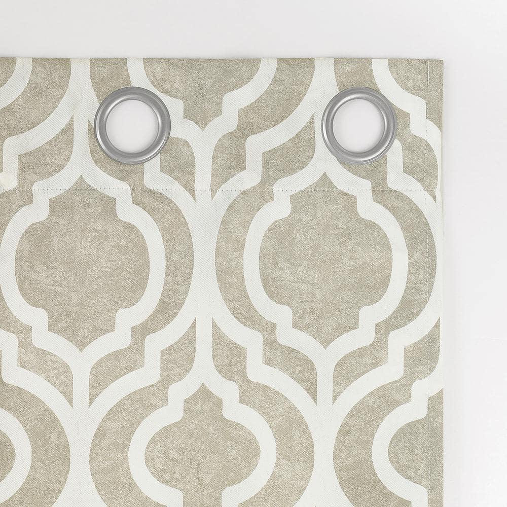 Sun Zero Eldon Gray Trellis Print Blackout Grommet Curtain Panel