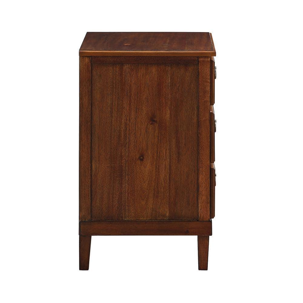 Comfort Pointe Cambridge Nightstand Brown: Elegant 3-Drawer Storage, Metal Hardware, No Assembly Required