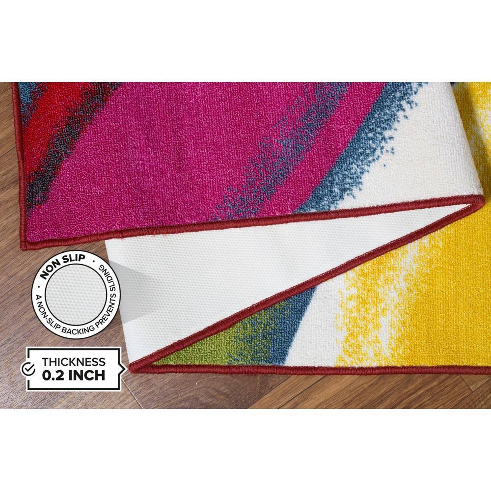 World Rug Gallery Modern Contemporary Waves Multicolored Non-slip (Non-skid) Area Rug - Multi 3'3" x 5'