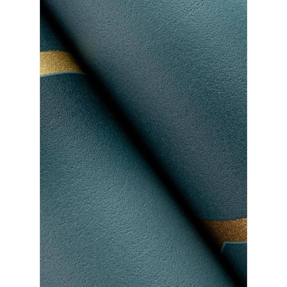 Advantage Blue, Manfred Teal Modern Herringbone Wallpaper