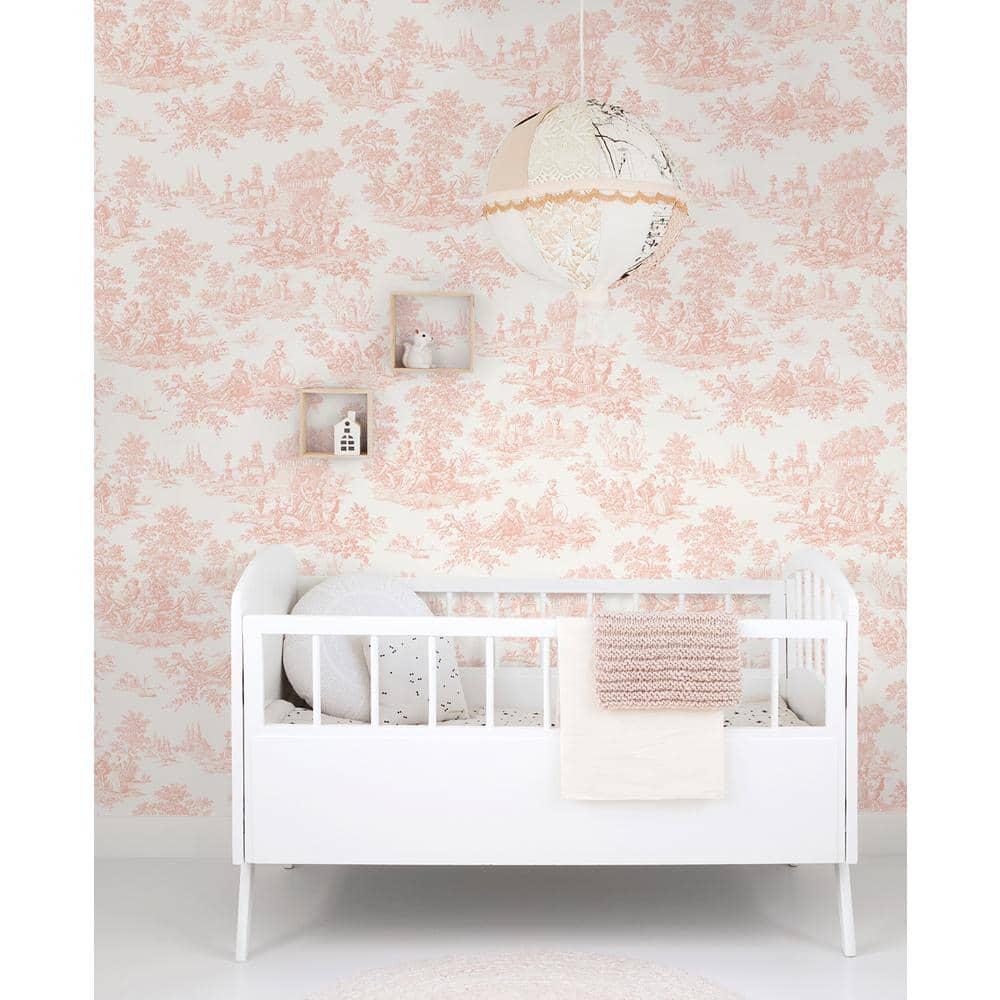 NextWall Chateau Toile Peel and Stick Wallpaper Pink: Vintage Vinyl, Self-Adhesive, Repositionable, Washable, 30.75 Sq Ft Coverage