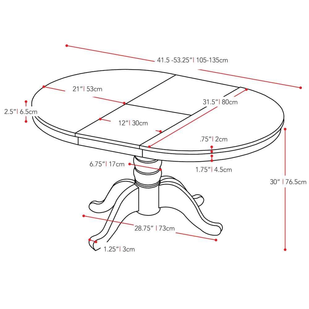 Extendable Dining Table White - CorLiving: Oval Pedestal Kitchen Table with Butterfly Leaf, Seats 4