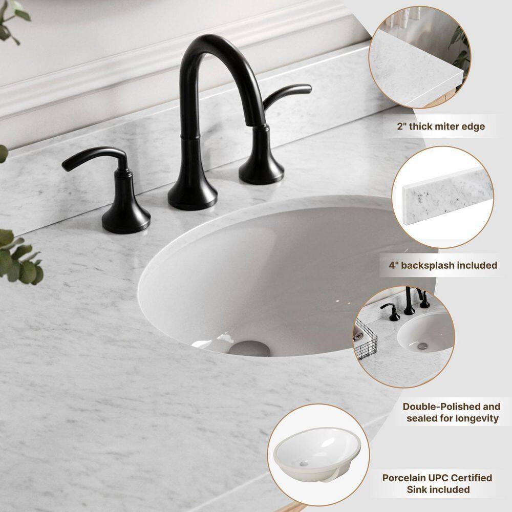 Cambridge 42'' Single Bathroom Vanity with Carrara Marble Top