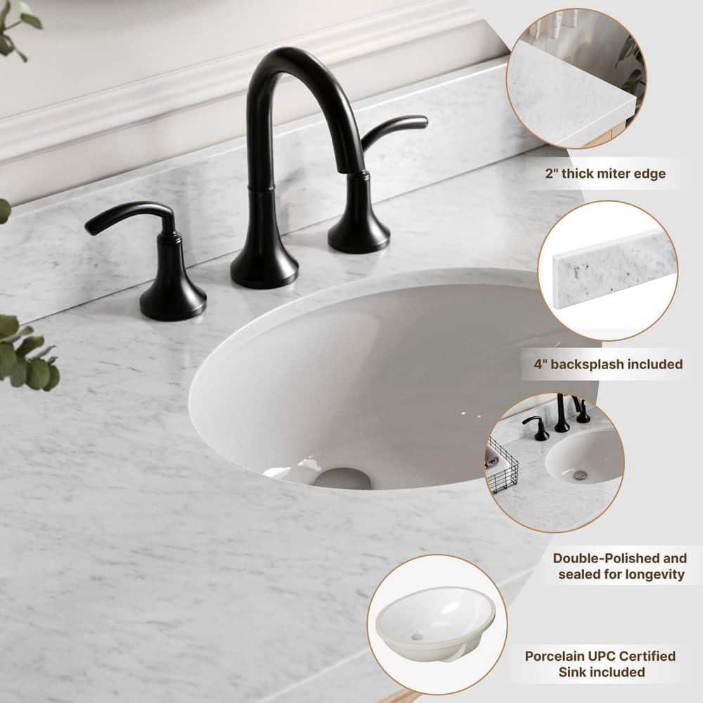 Cambridge 42'' Single Bathroom Vanity with Carrara Marble Top