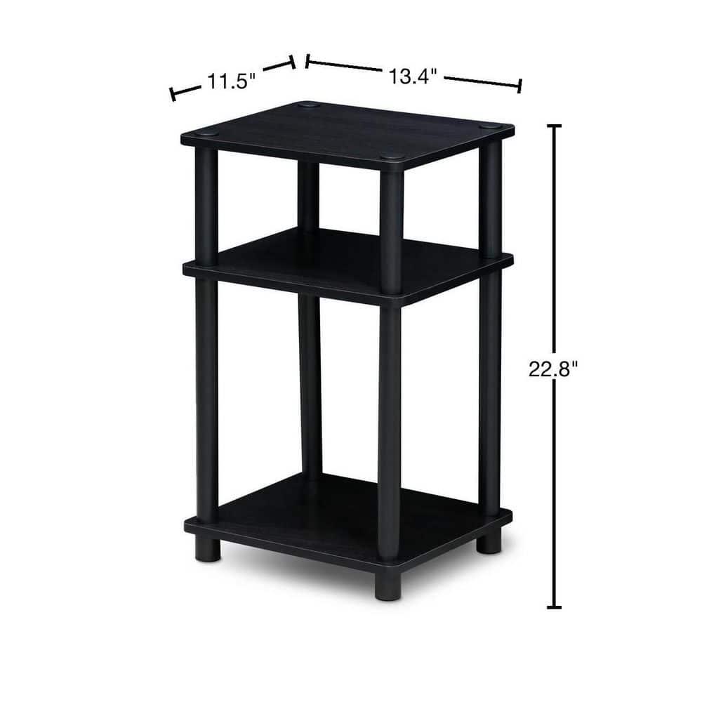 11087AM-BK 11087 Just 3-Tier No Tools Tube End Table, Americano & Black - 13.4 x 11.5 x 22.8 in.