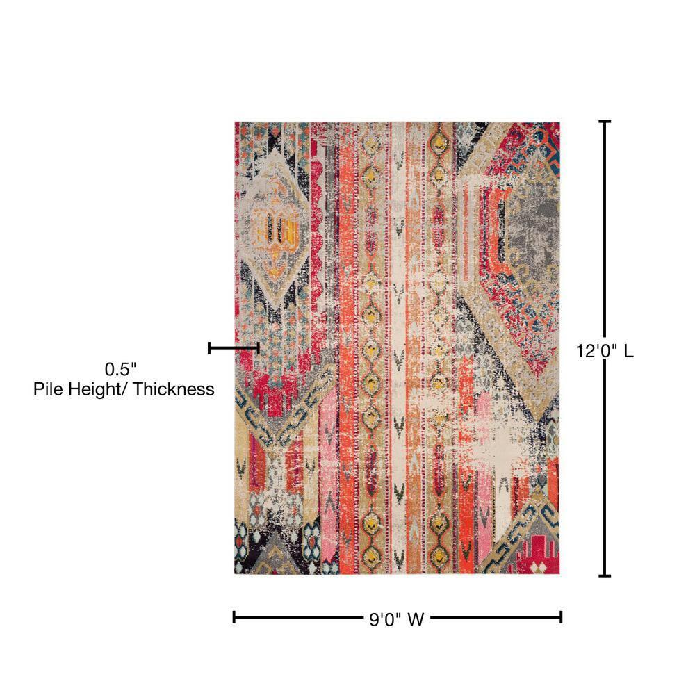 Monaco MNC222 Power Loomed Indoor Area Rug - Light Grey/Multi - 8'9"x11'9" - Safavieh.