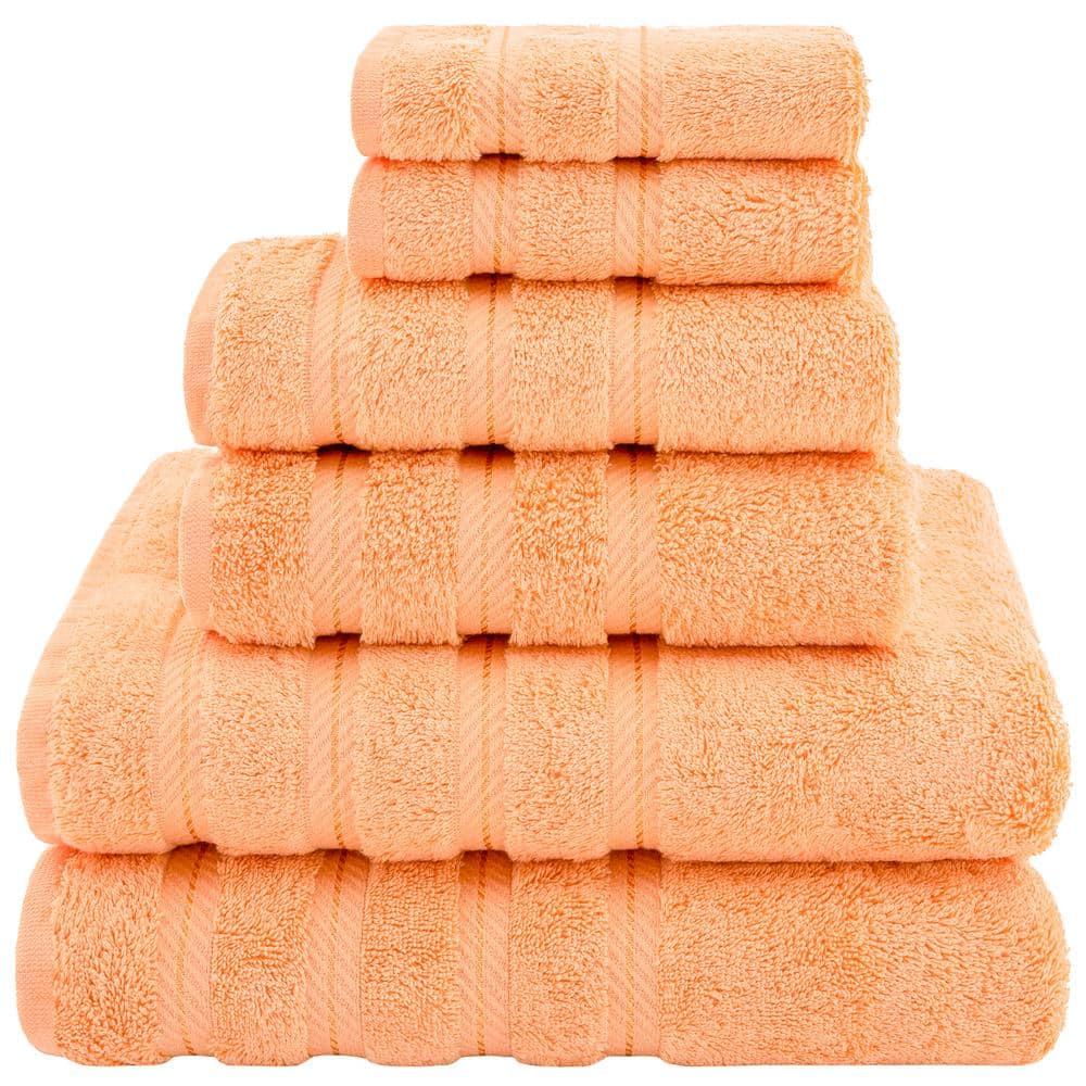 American Soft Linen 6 Piece Towel Set, 100% Cotton Bath Towels for Bathroom, Malibu Peach