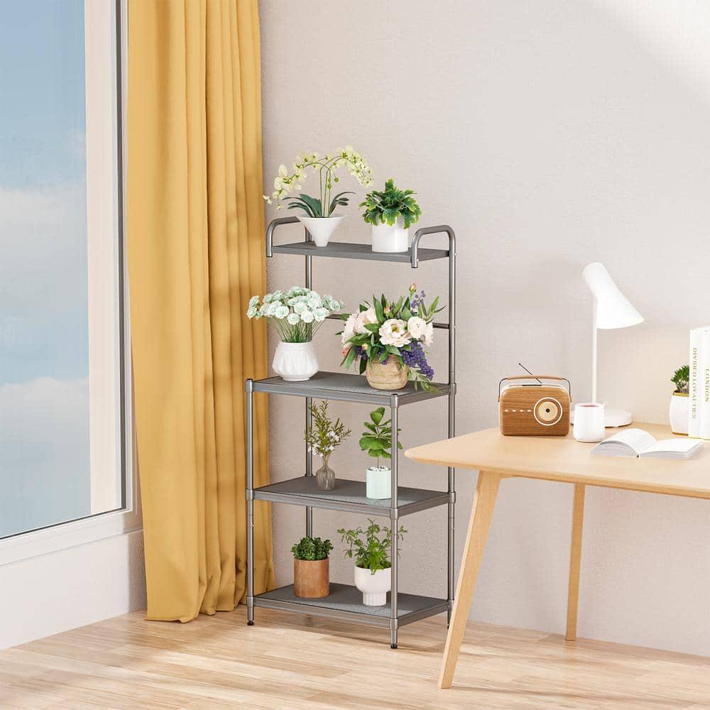 Costway 4-Tier Baker's Rack Microwave Oven Stand Shelves Kitchen Storage Rack Organizer Grey