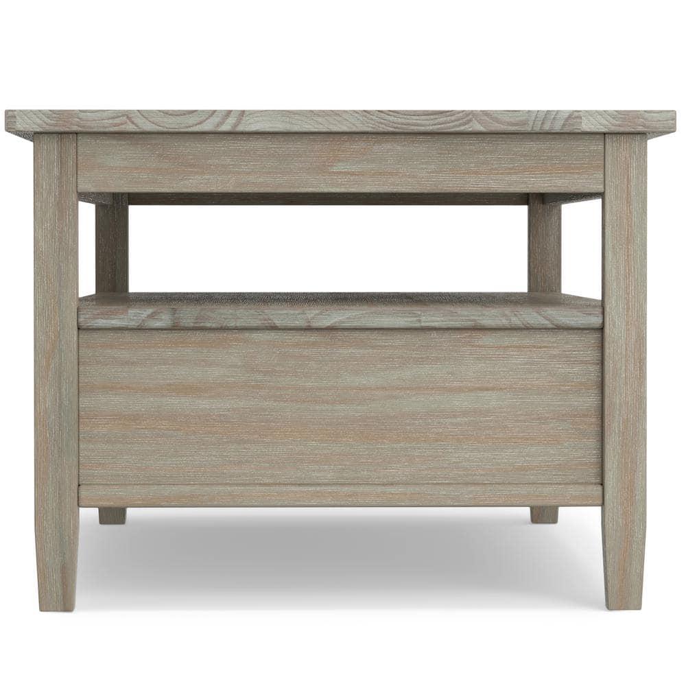 Simpli Home Warm Shaker 48"W Solid Wood Coffee Table with Two Storage Drawers and Open Shelf