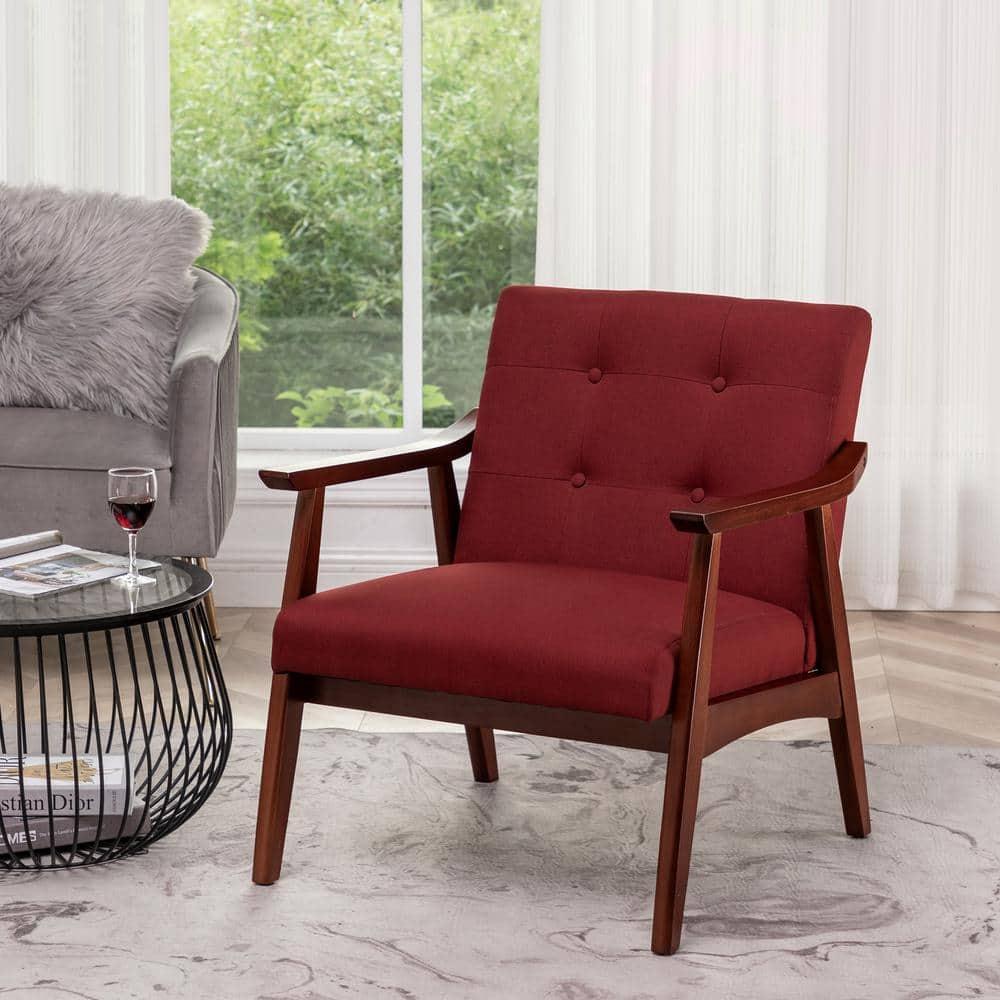 Convenience Concepts Take a Seat Natalie Accent Chair, Garnet Red Fabric/Espresso