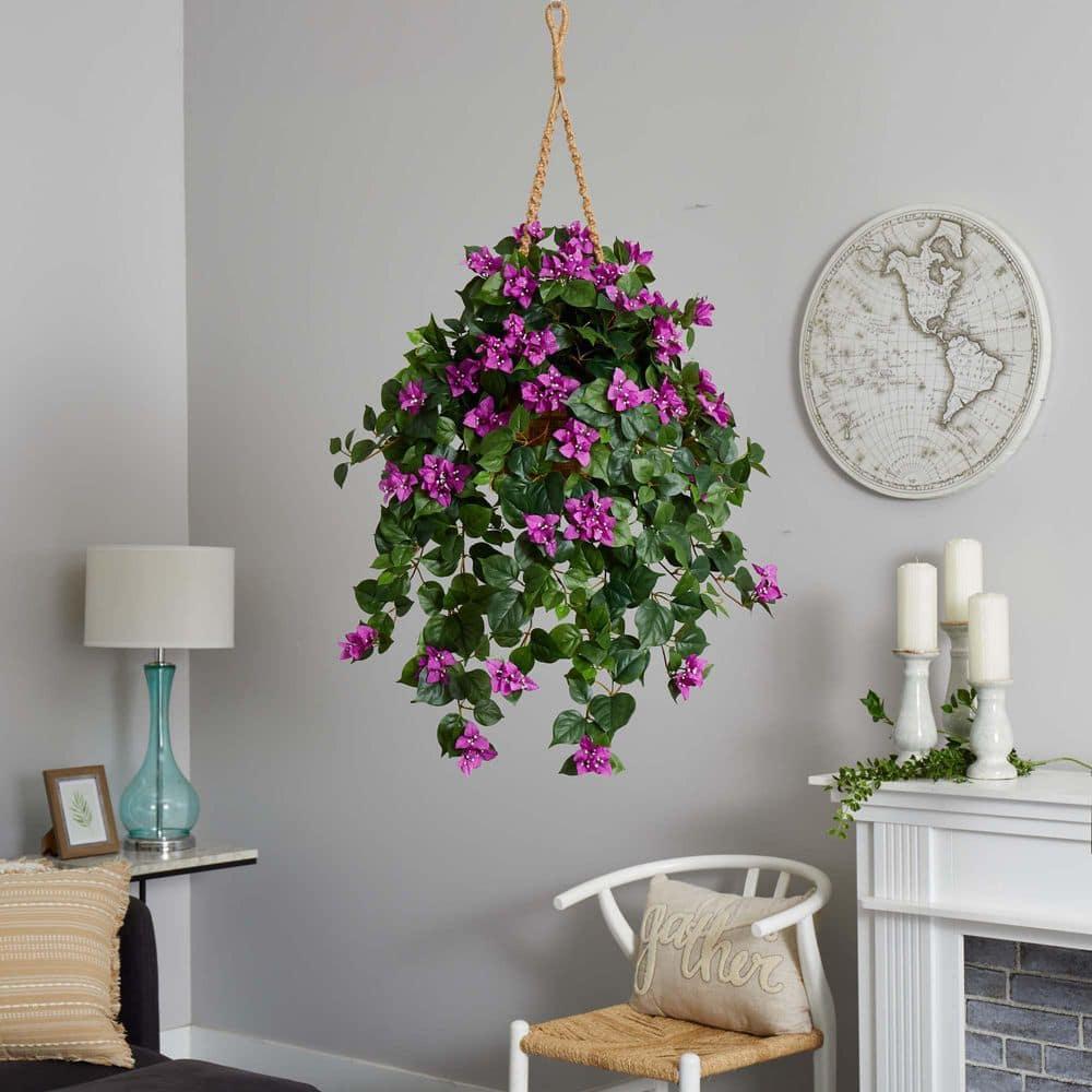 Nearly Natural Bougainvillea Artificial Plant in Basket