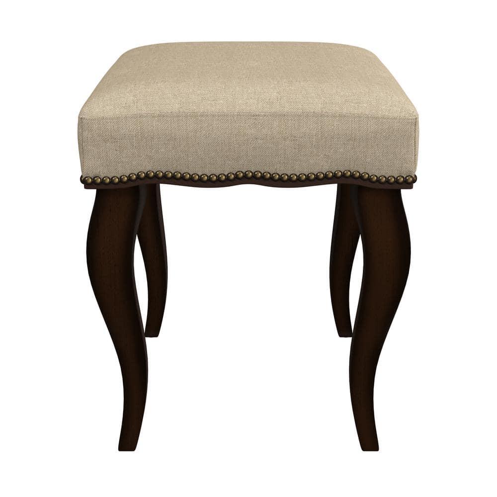 19" Hamilton Backless Upholstered Wood Vanity Stool Burnished Oak/Cream - Hillsdale Furniture