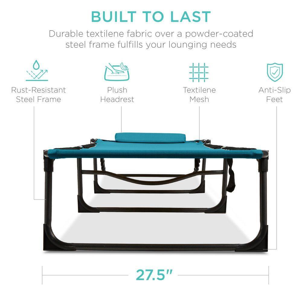 Best Choice Products Patio Chaise Lounge Chair, Outdoor Portable Adjustable Pool Recliner w/ Pillow - Peacock