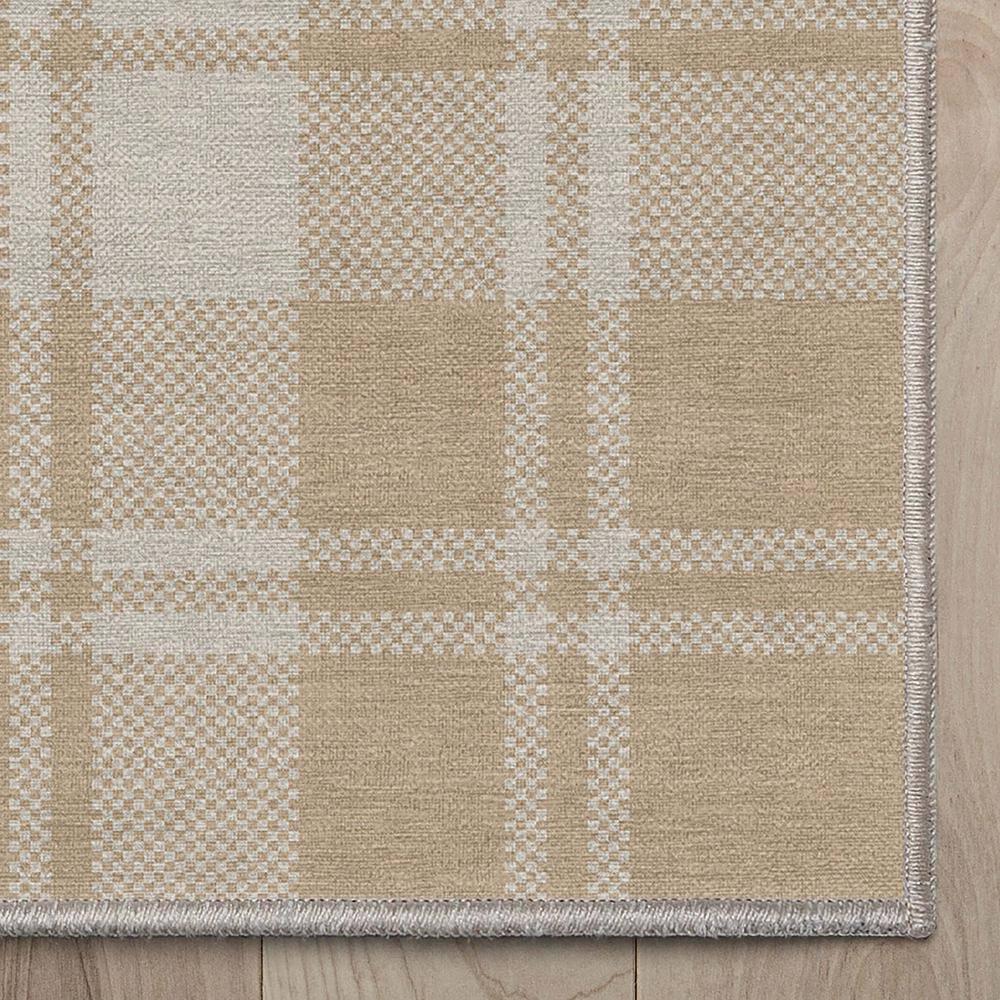 Kehr Plaid Farmhouse Geometric Beige Brown Grey Flat-Weave Area Rug