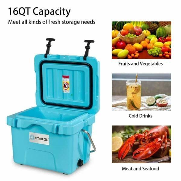 Costway 16 Quart Cooler Portable Ice Chest Leak-proof 24 Cans Ice Boxfor Camping