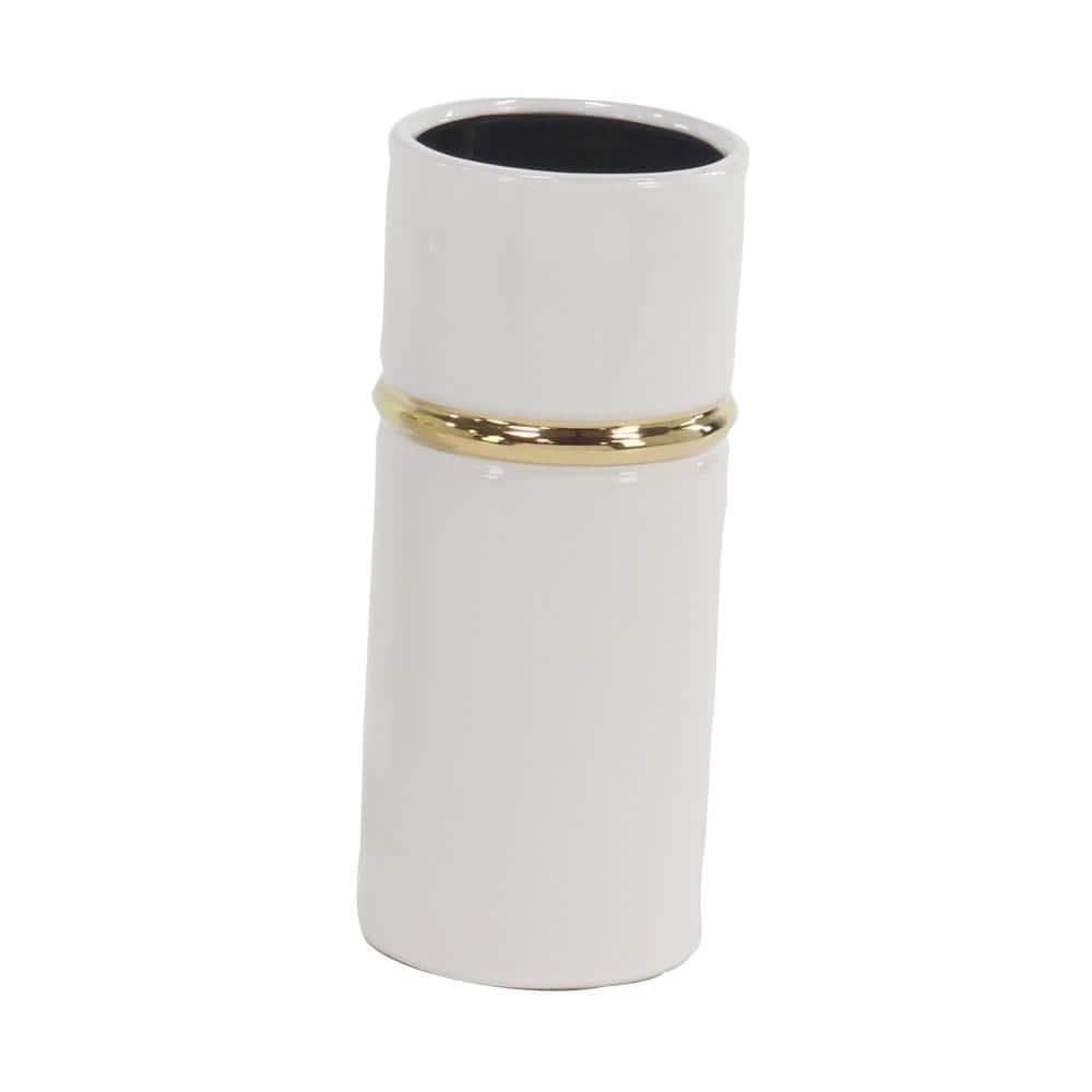 Set of 3 Modern Cylindrical Ceramic Vases White - Olivia & May