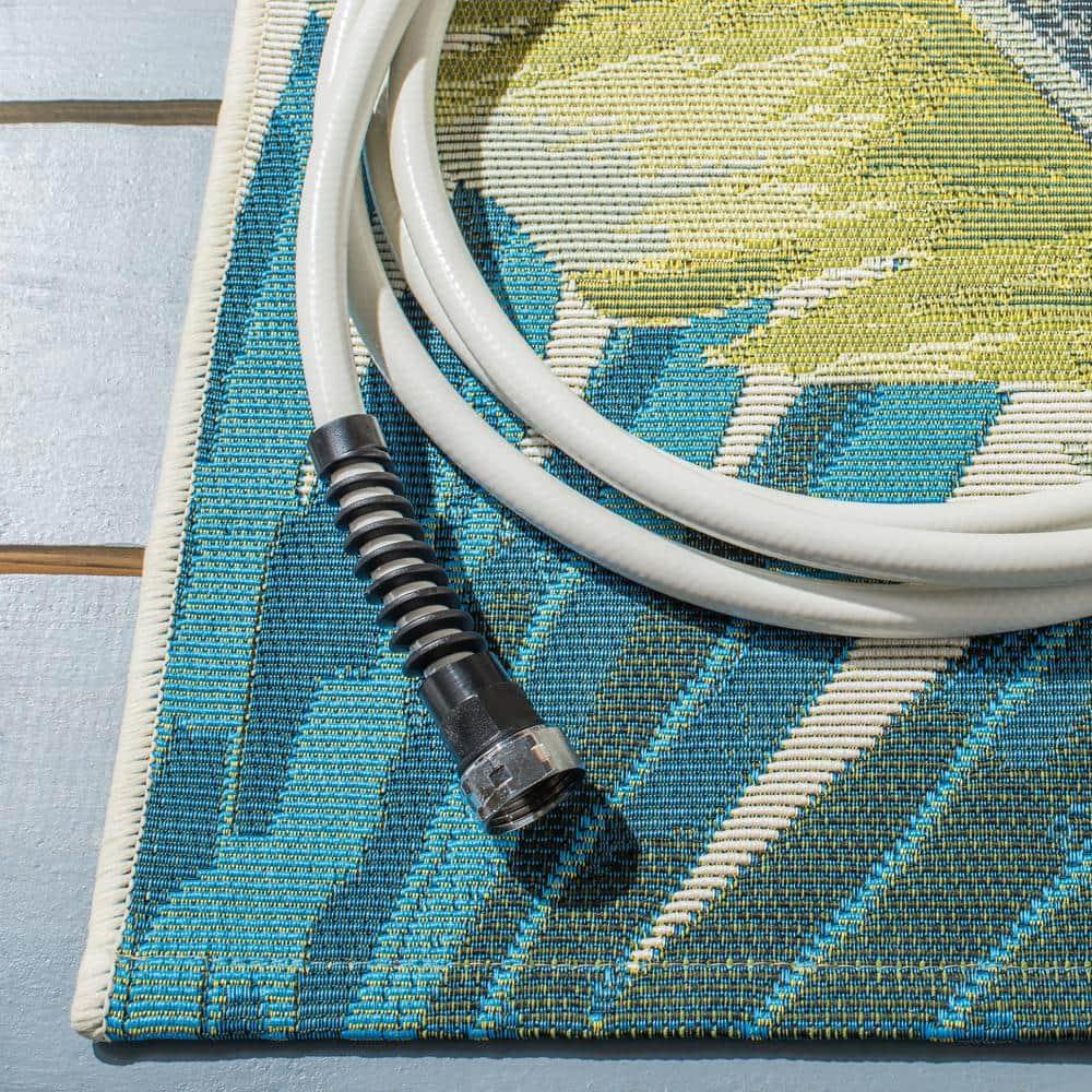 Barbados 500 BAR520 Power Loomed Indoor/Outdoor Area Rug - Gold/Green - 5'3"x5'3" - Safavieh