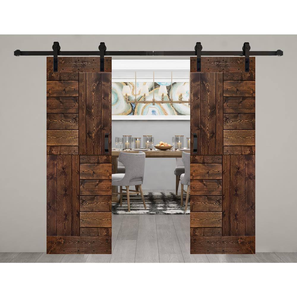 Patented Product S Series Solid Wood Double Sliding Barn Door With Hardware Kit(Set of 2)-Assembly Needed (Set of 2)